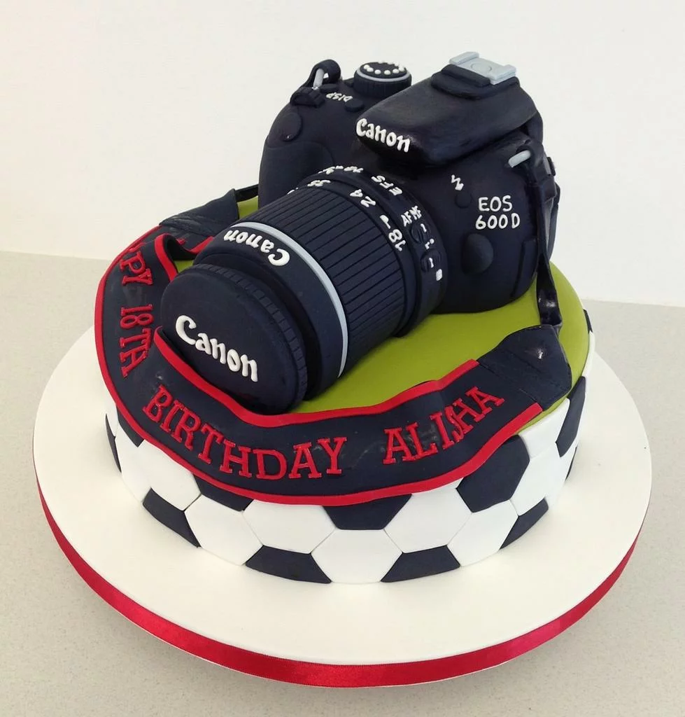 birthday cake for forty anniversary with modern DSLR photo camera Stock  Photo - Alamy